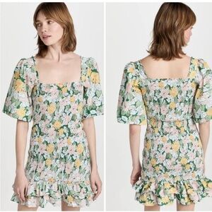 NEW ByTimo Festive Cotton Smocking Smocked Dress Dandelion Floral Puff Sleeves